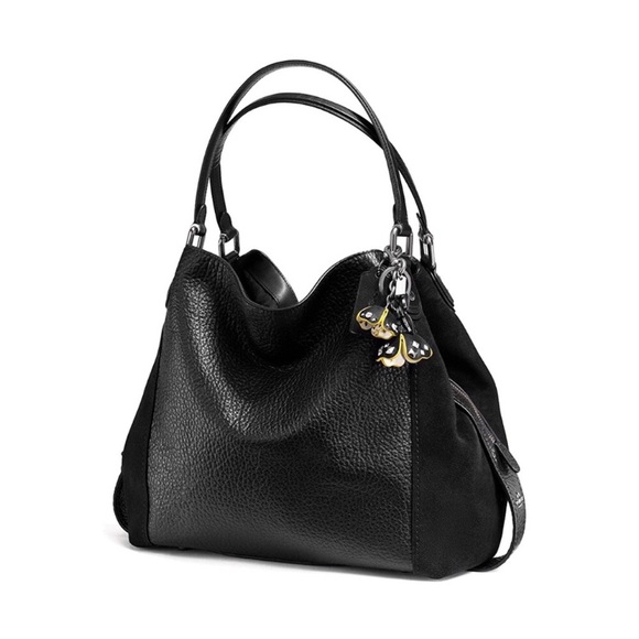 COACH Floral Leather Tea Rose Bag Charm Keychain. - Picture 5 of 5